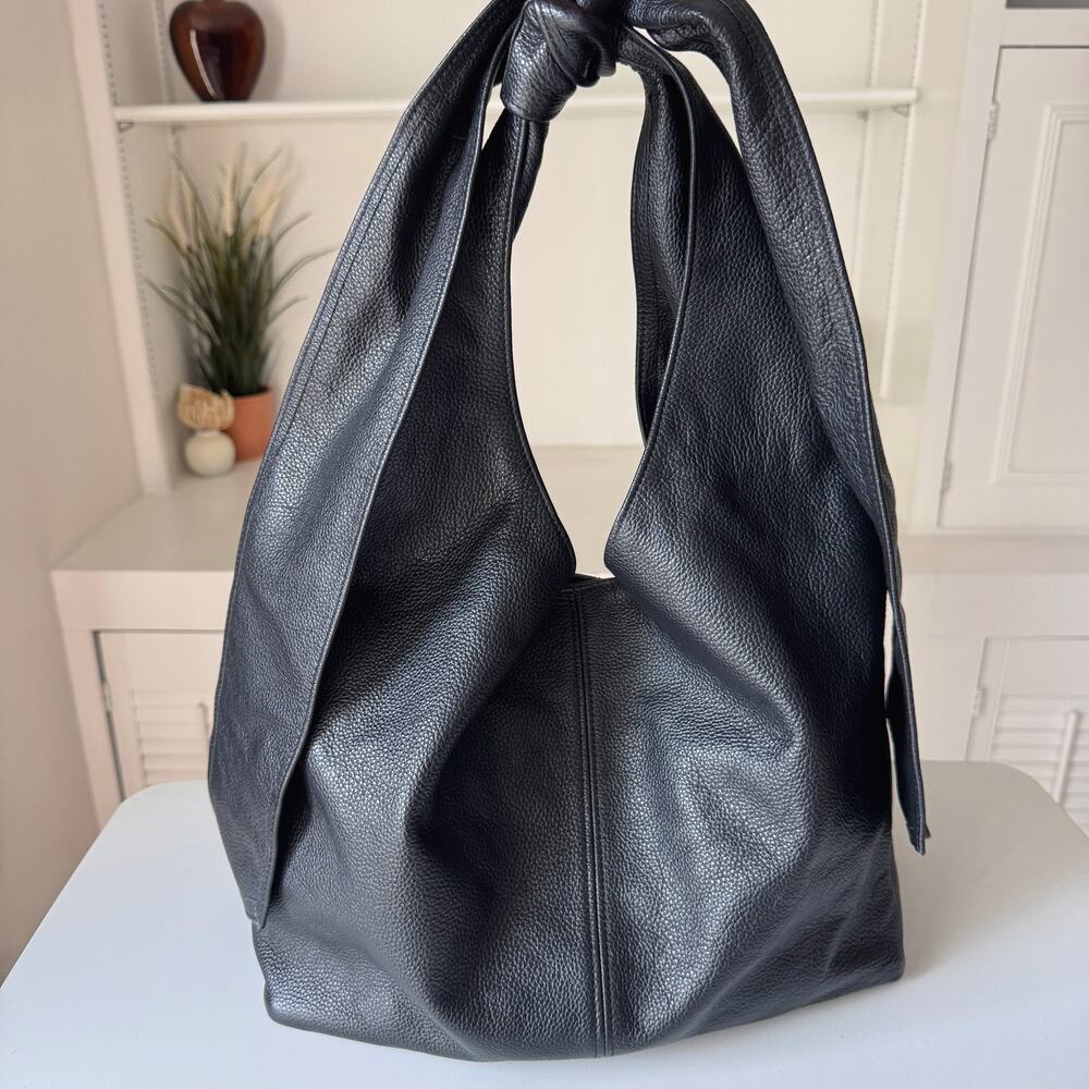 Gavazzeni Italy Black Pebbled Leather Kate Large Shoulder Bag - Picture 2 of 11